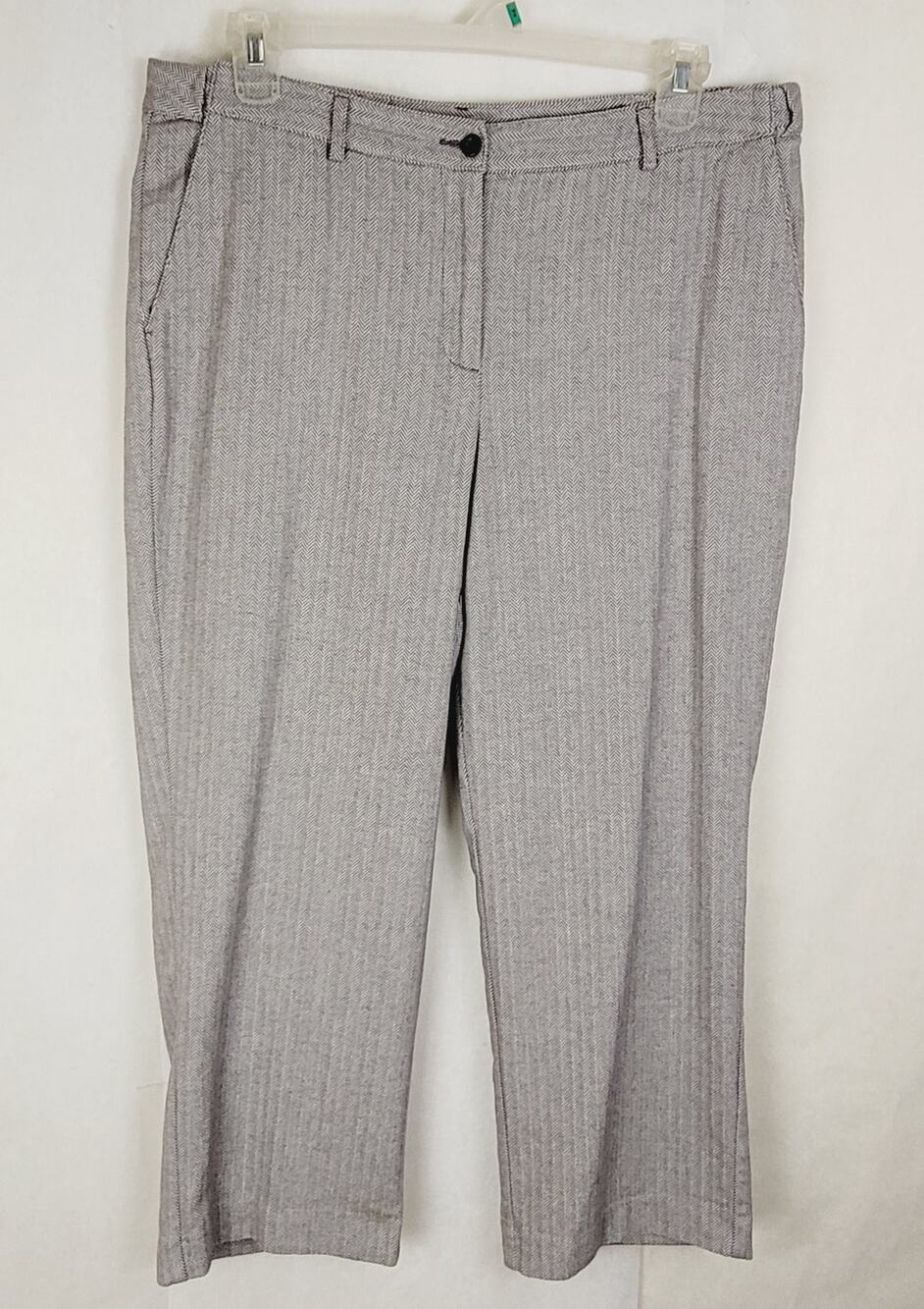 L.L. Bean grey herringbone trousers Size 18 Petite Preppy Career Office Classic